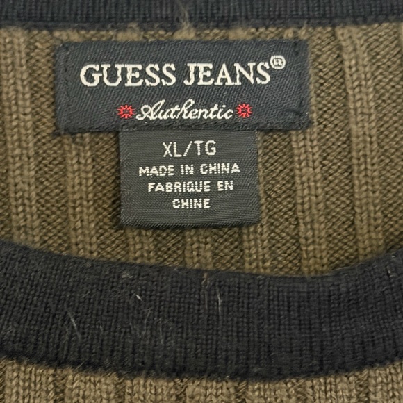 Vintage 100% Cotton Olive Guess Jeans Sweater - Picture 2 of 4